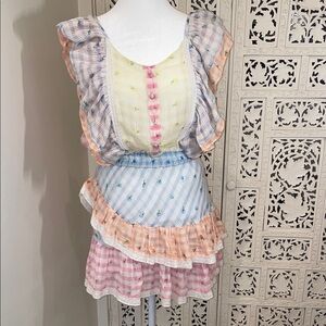 LoveShackFancy Pastel Multi‑Color Ruffle Mini Dress
